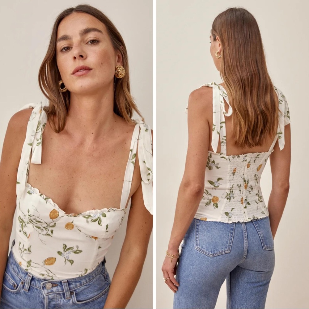 Reformation Blanca Top in Citron